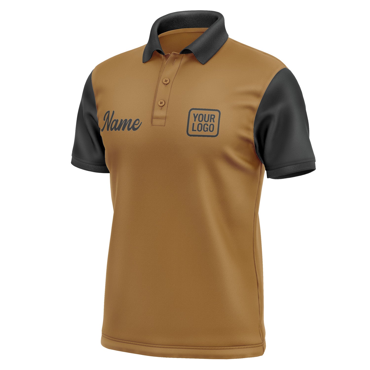 Custom Khaki Black Short-Sleeve Polo Shirt PO221717B117