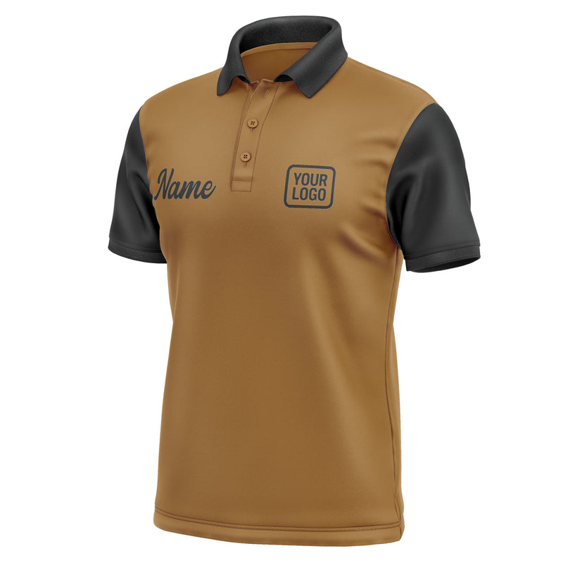 Custom Khaki Black Short-Sleeve Polo Shirt PO221717B117