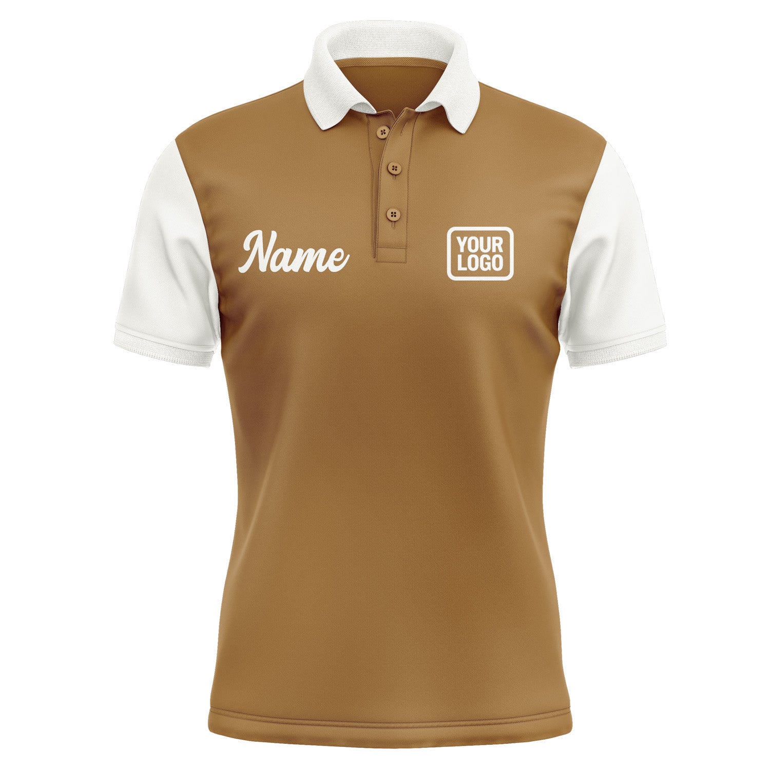 Custom Khaki White Short-Sleeve Polo Shirt PO221818B118