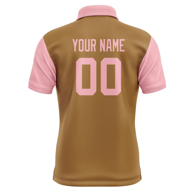 Custom Khaki Light Pink Short-Sleeve Polo Shirt PO222121B121