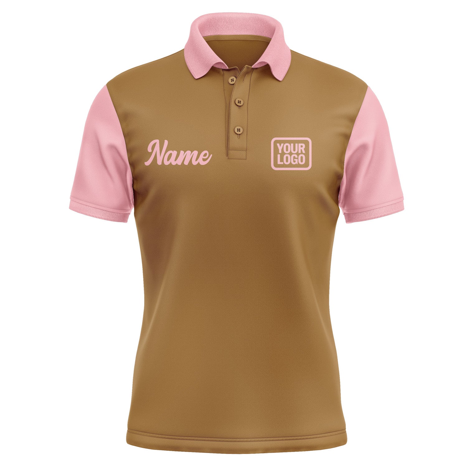 Custom Khaki Light Pink Short-Sleeve Polo Shirt PO222121B121