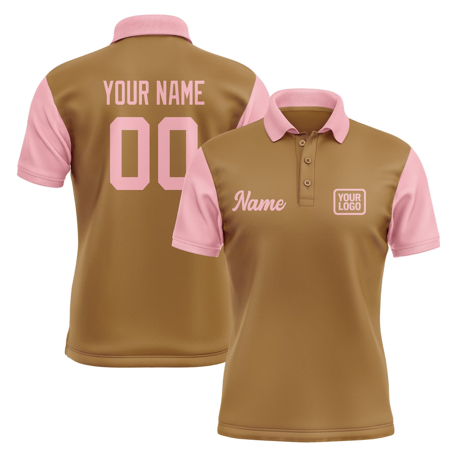 Custom Khaki Light Pink Short-Sleeve Polo Shirt PO222121B121