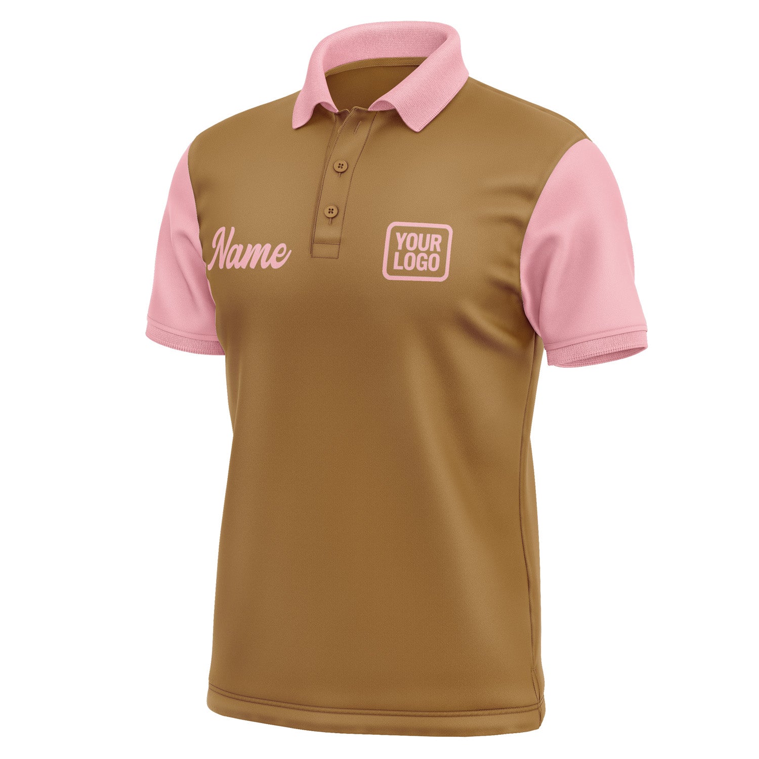 Custom Khaki Light Pink Short-Sleeve Polo Shirt PO222121B121