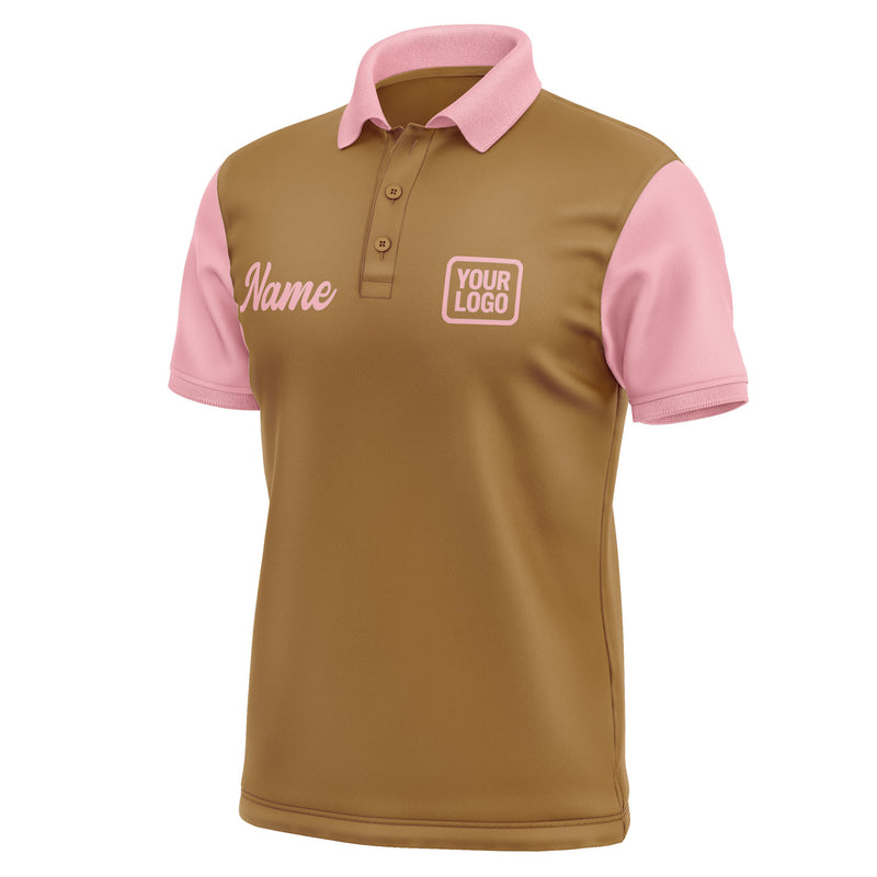 Custom Khaki Light Pink Short-Sleeve Polo Shirt PO222121B121