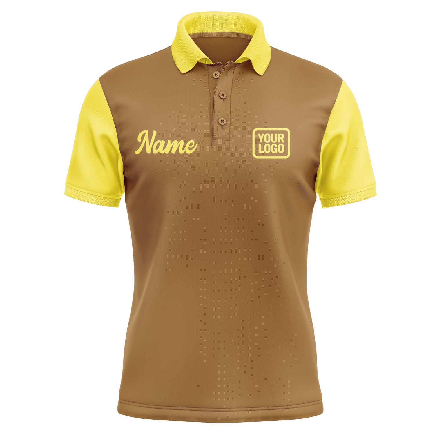 Custom Khaki Light Yellow Short-Sleeve Polo Shirt PO222626B126