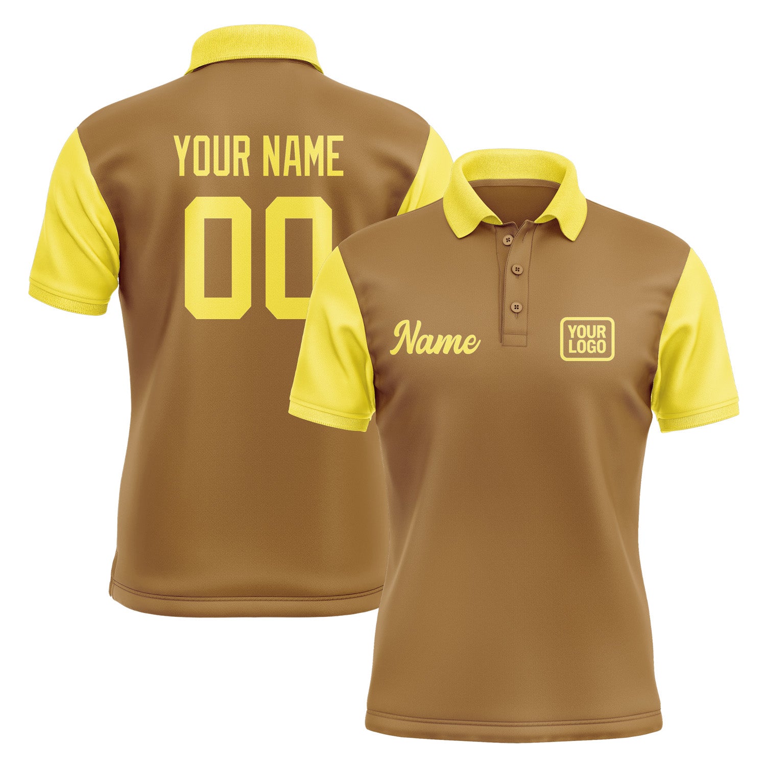 Custom Khaki Light Yellow Short-Sleeve Polo Shirt PO222626B126