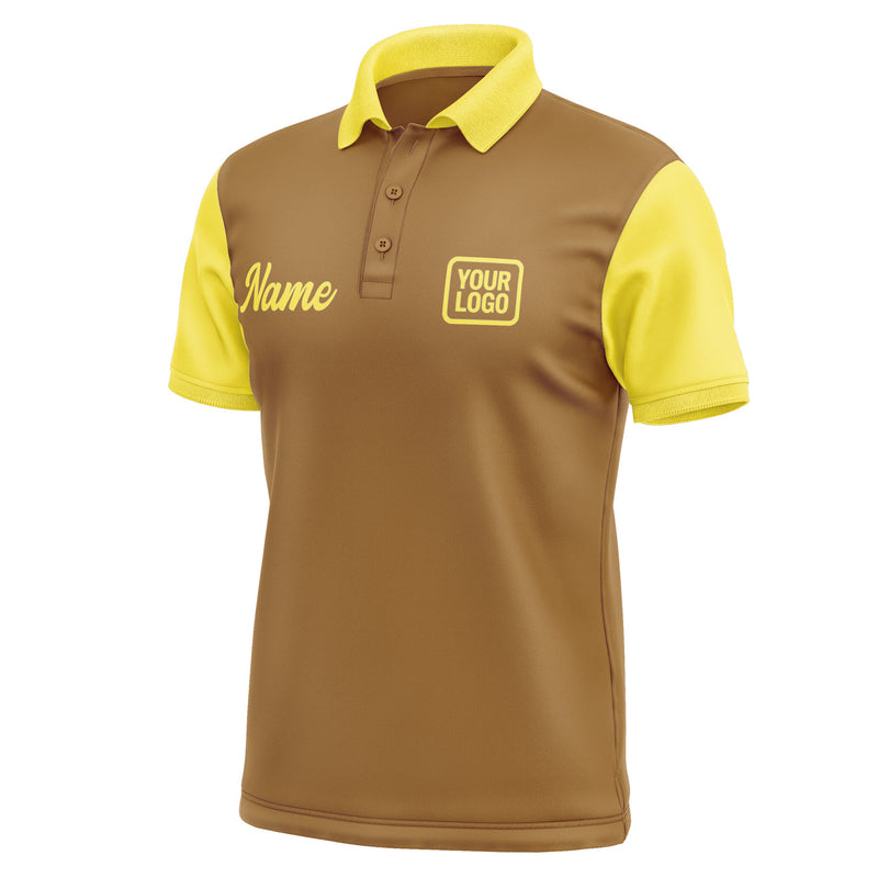 Custom Khaki Light Yellow Short-Sleeve Polo Shirt PO222626B126
