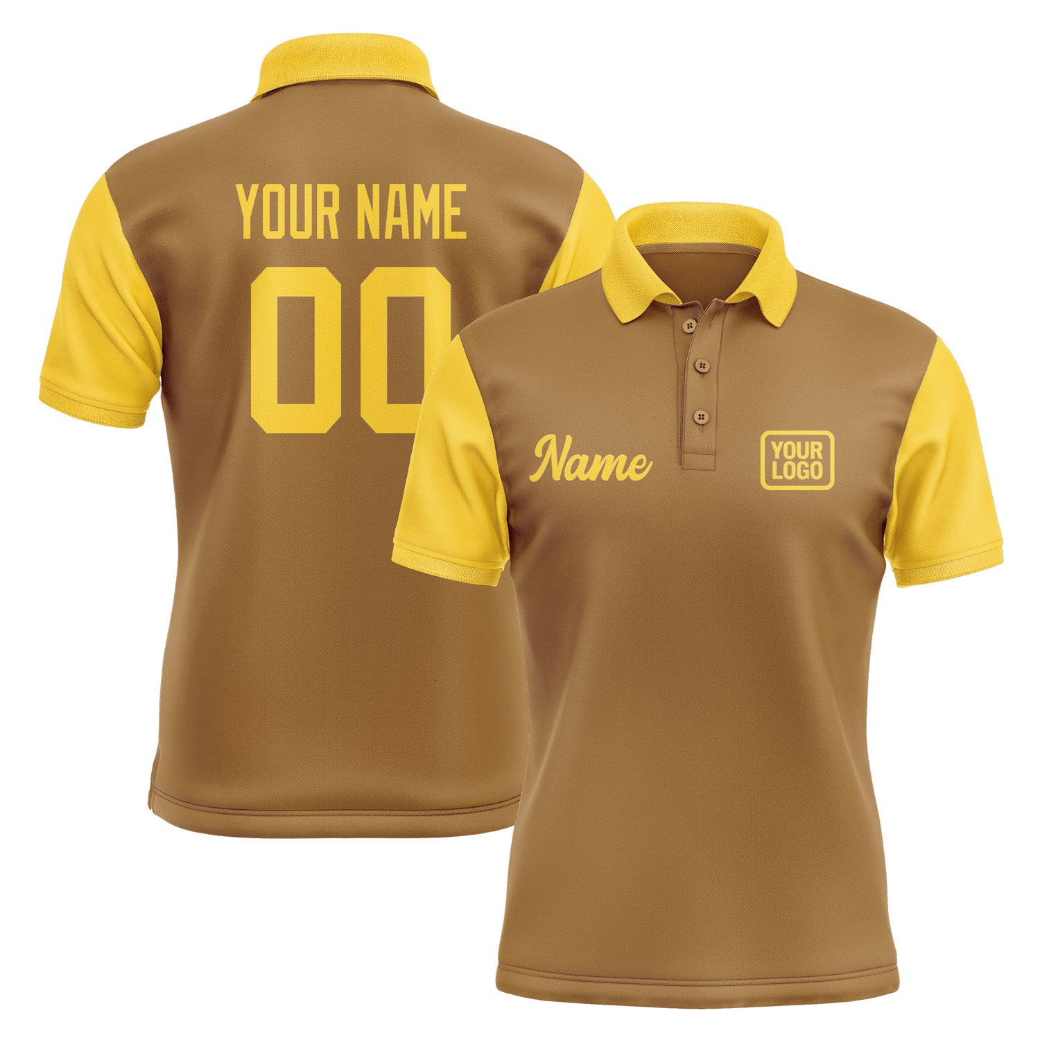 Custom Khaki Gold Short-Sleeve Polo Shirt PO223030B130