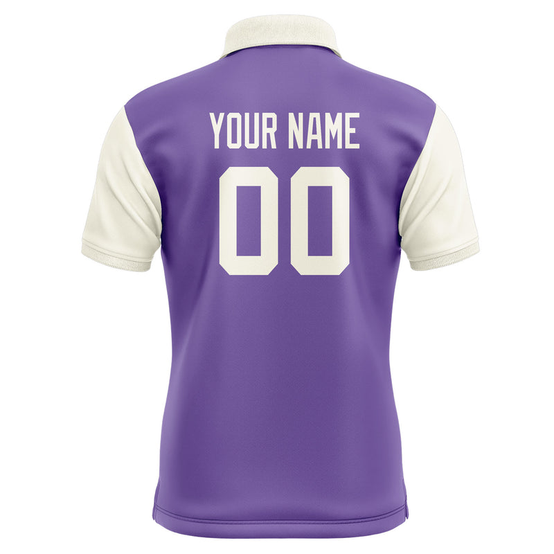 Custom Light Purple Cream Short-Sleeve Polo Shirt PO230303B103