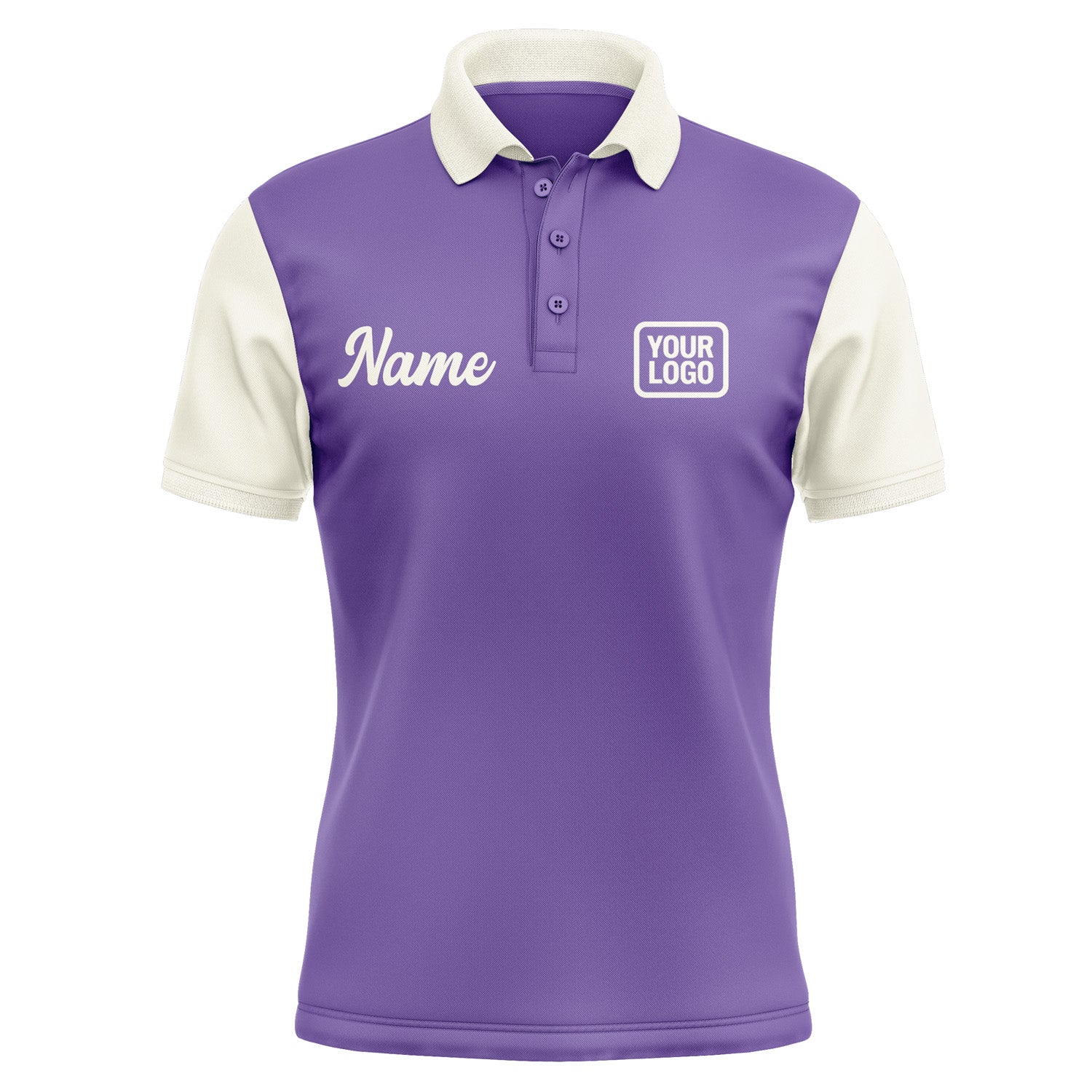 Custom Light Purple Cream Short-Sleeve Polo Shirt PO230303B103