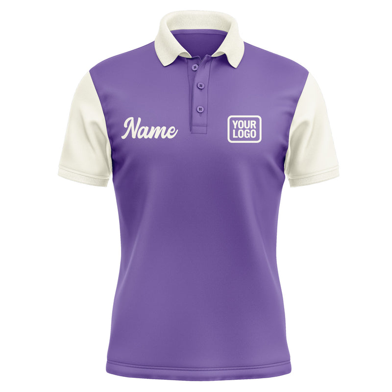 Custom Light Purple Cream Short-Sleeve Polo Shirt PO230303B103