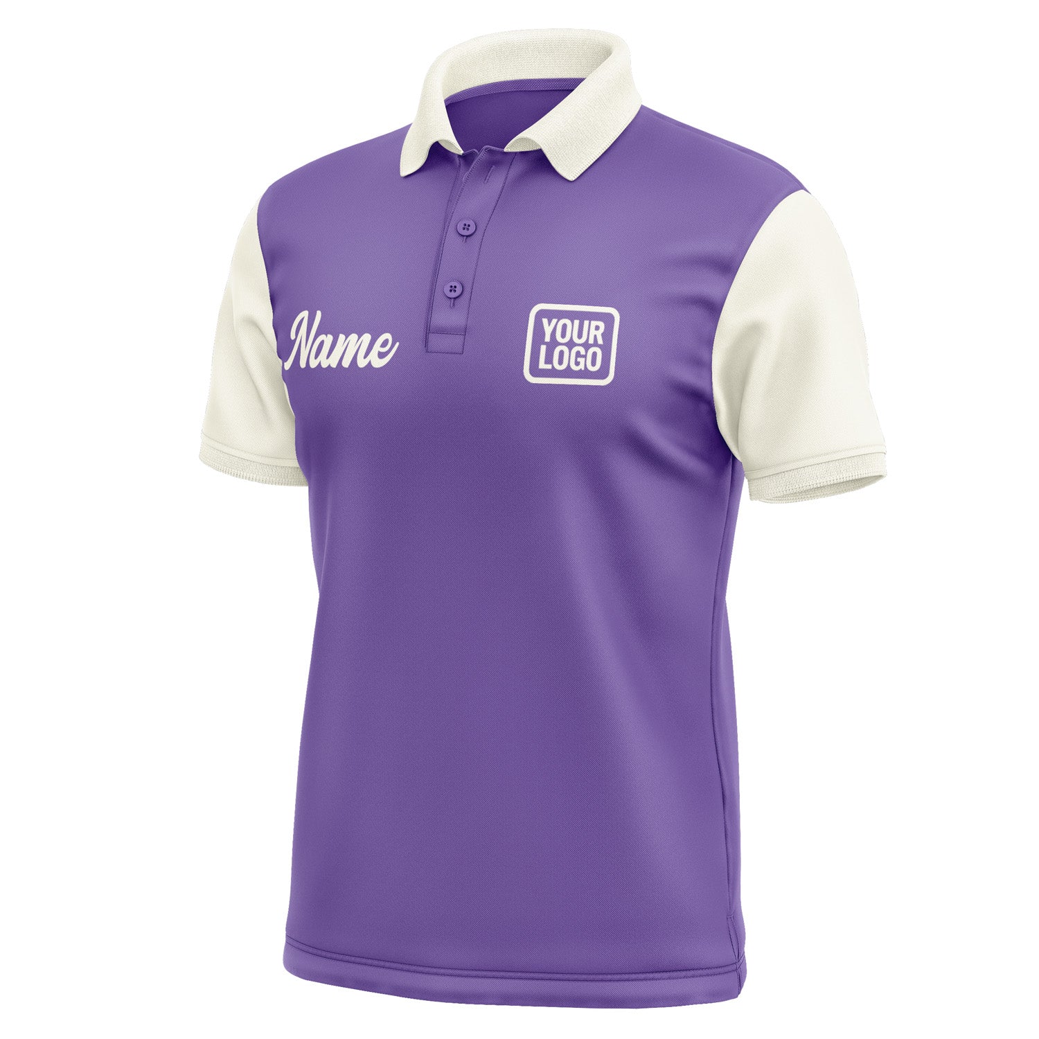 Custom Light Purple Cream Short-Sleeve Polo Shirt PO230303B103