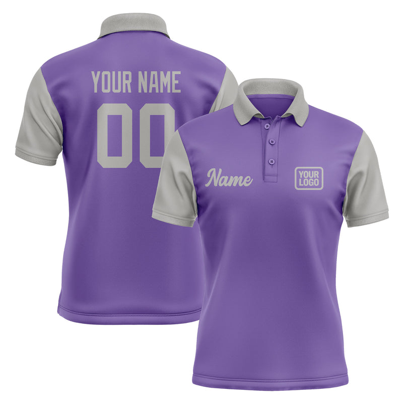 Custom Light Purple Gray Short-Sleeve Polo Shirt PO230404B104