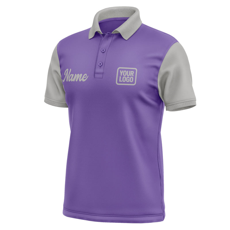 Custom Light Purple Gray Short-Sleeve Polo Shirt PO230404B104