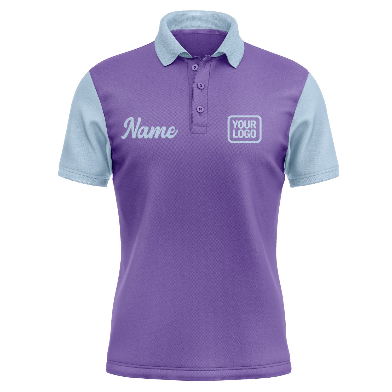 Custom Light Purple Light Blue Short-Sleeve Polo Shirt PO230808B108