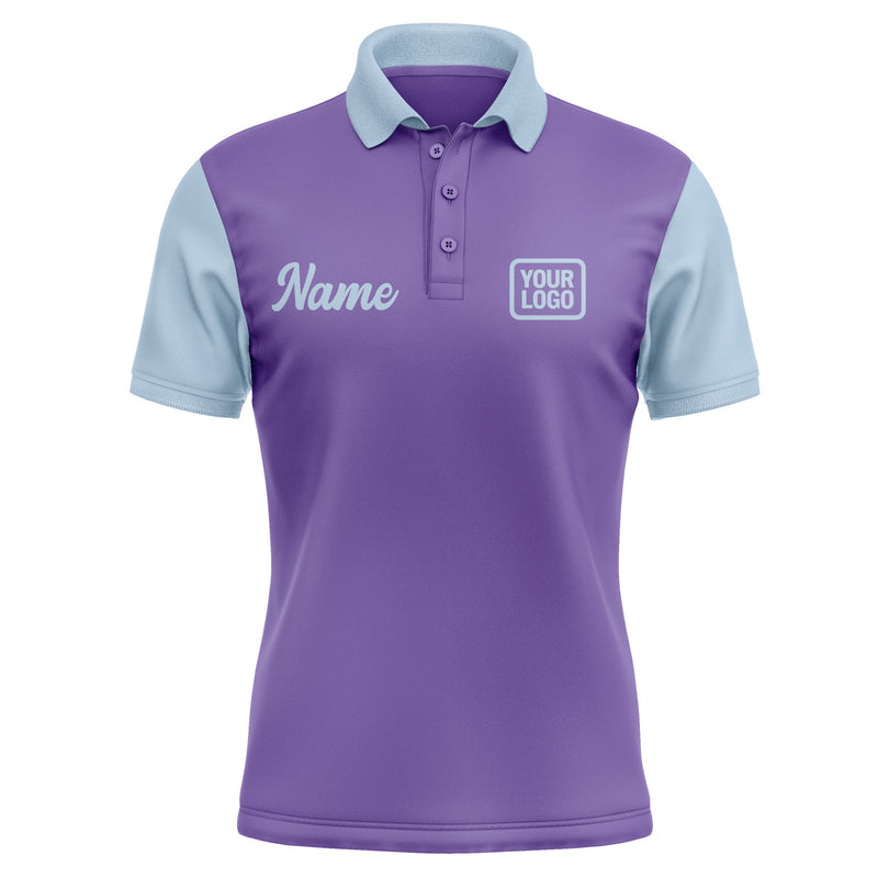 Custom Light Purple Light Blue Short-Sleeve Polo Shirt PO230808B108