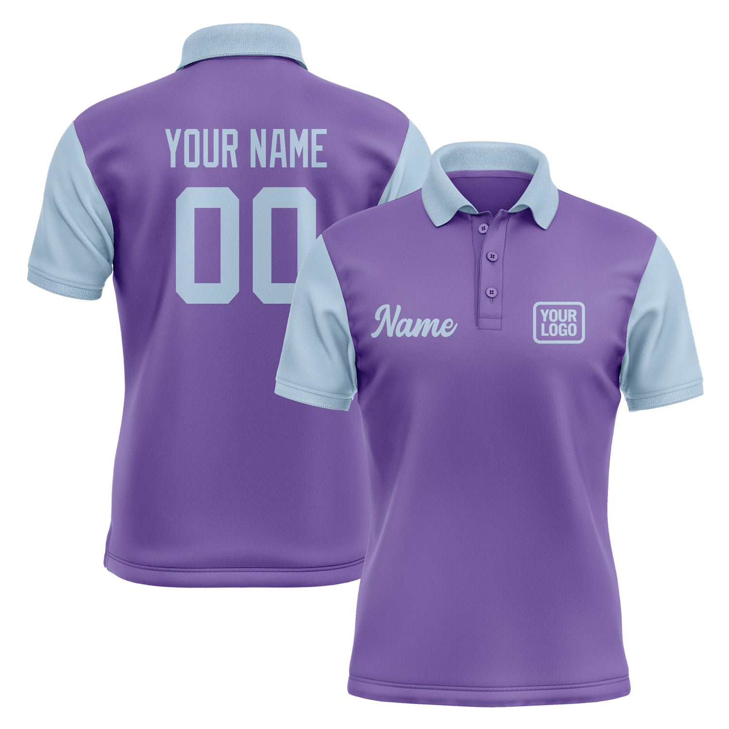 Custom Light Purple Light Blue Short-Sleeve Polo Shirt PO230808B108