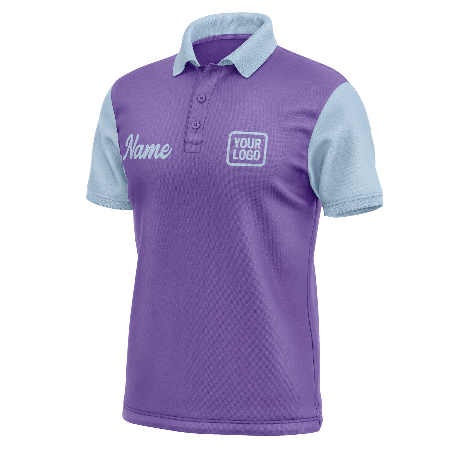 Custom Light Purple Light Blue Short-Sleeve Polo Shirt PO230808B108