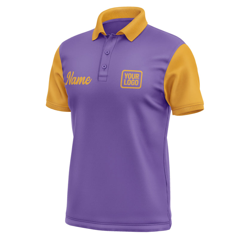Custom Light Purple Yellow Short-Sleeve Polo Shirt PO231919B119