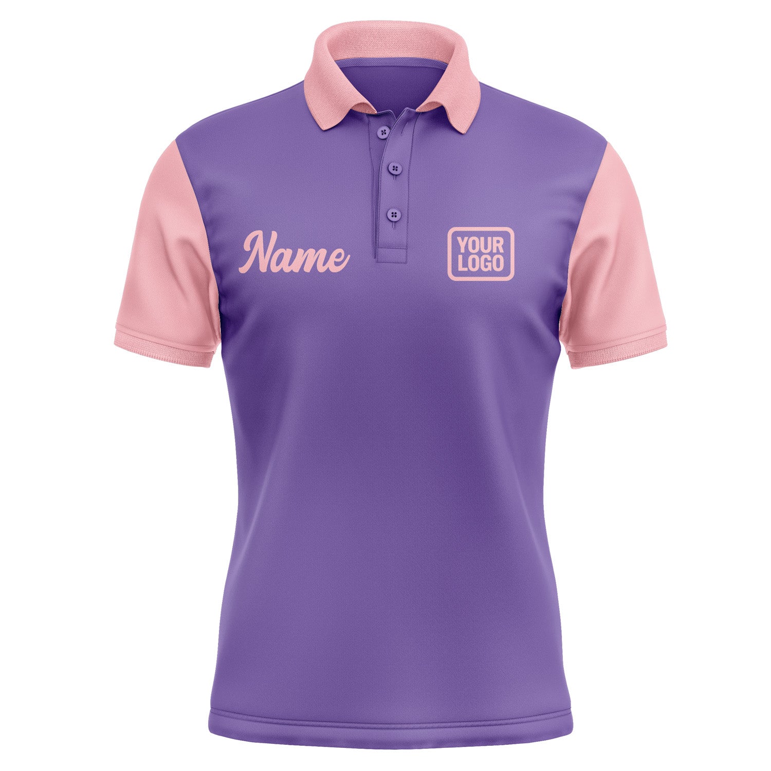 Custom Light Purple Light Pink Short-Sleeve Polo Shirt PO232121B121