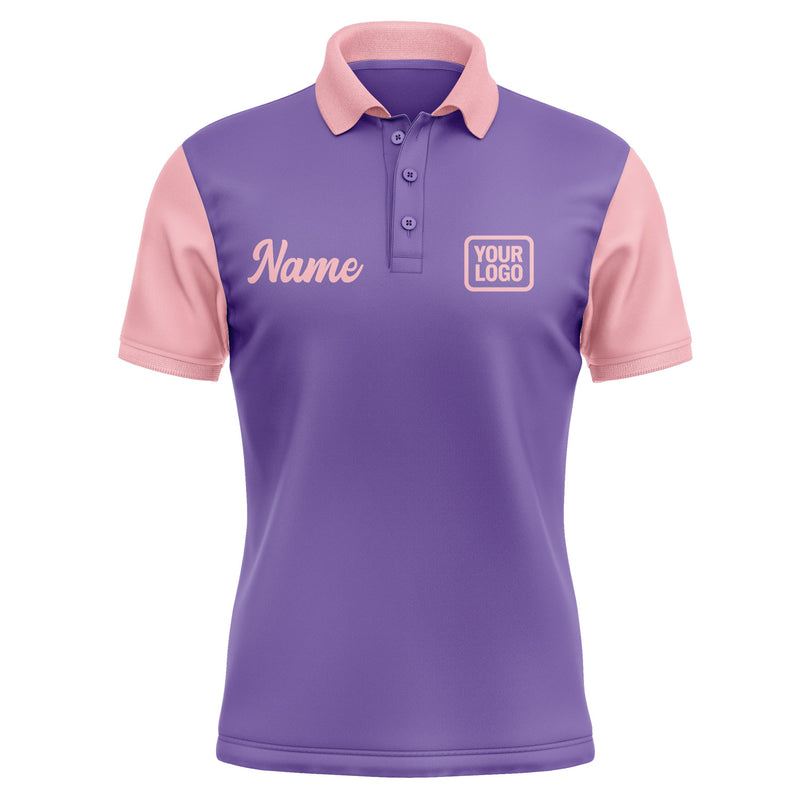 Custom Light Purple Light Pink Short-Sleeve Polo Shirt PO232121B121