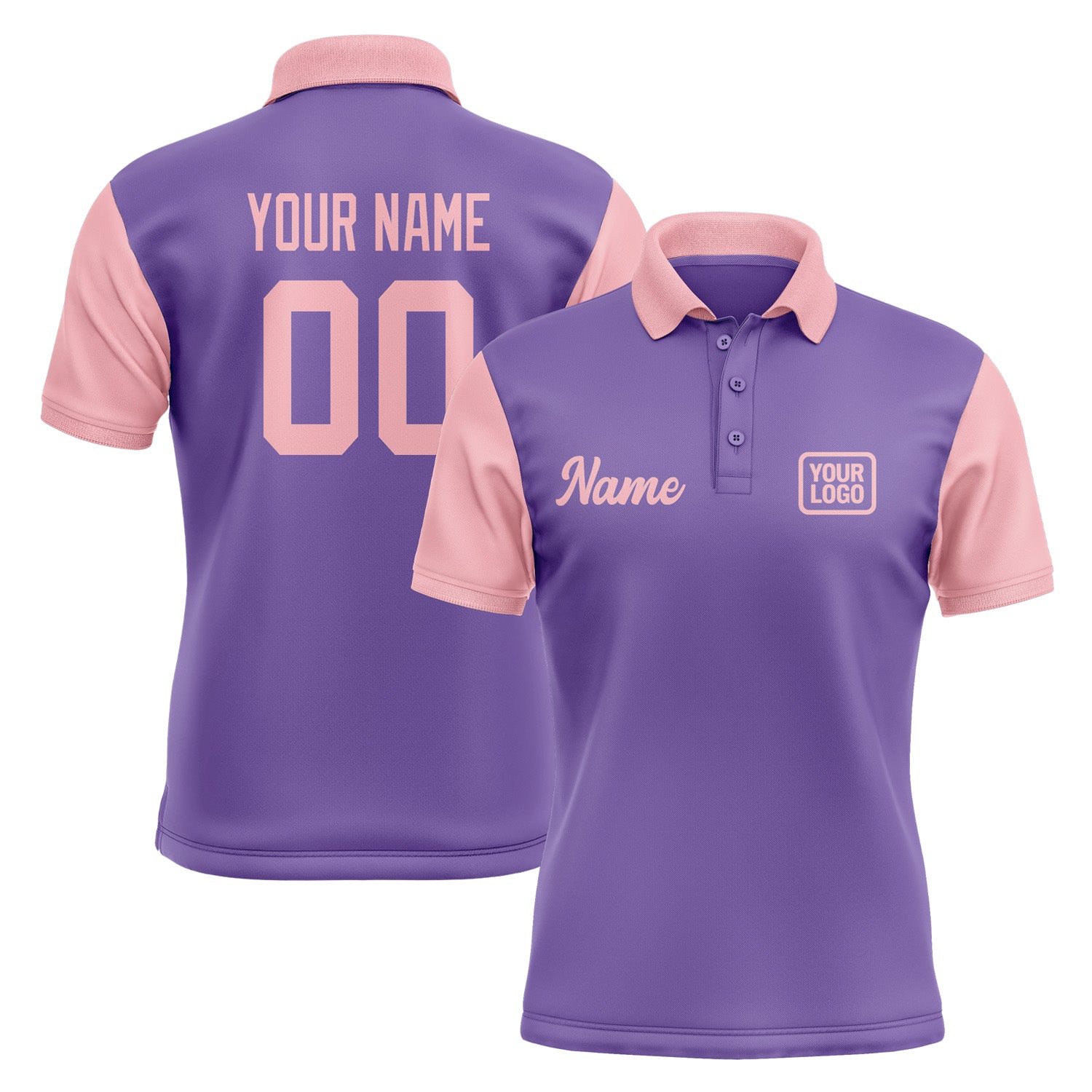 Custom Light Purple Light Pink Short-Sleeve Polo Shirt PO232121B121