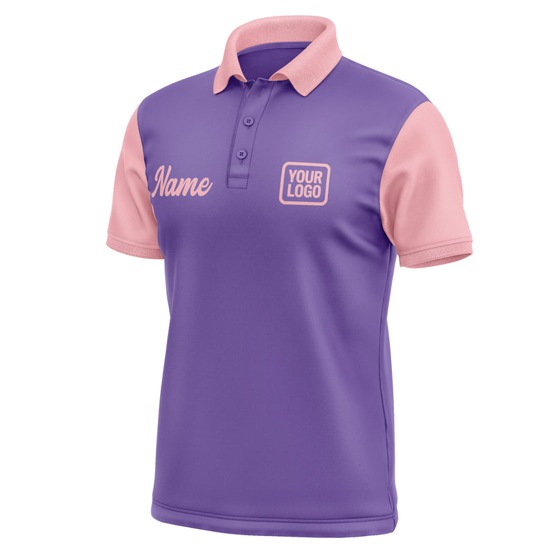 Custom Light Purple Light Pink Short-Sleeve Polo Shirt PO232121B121