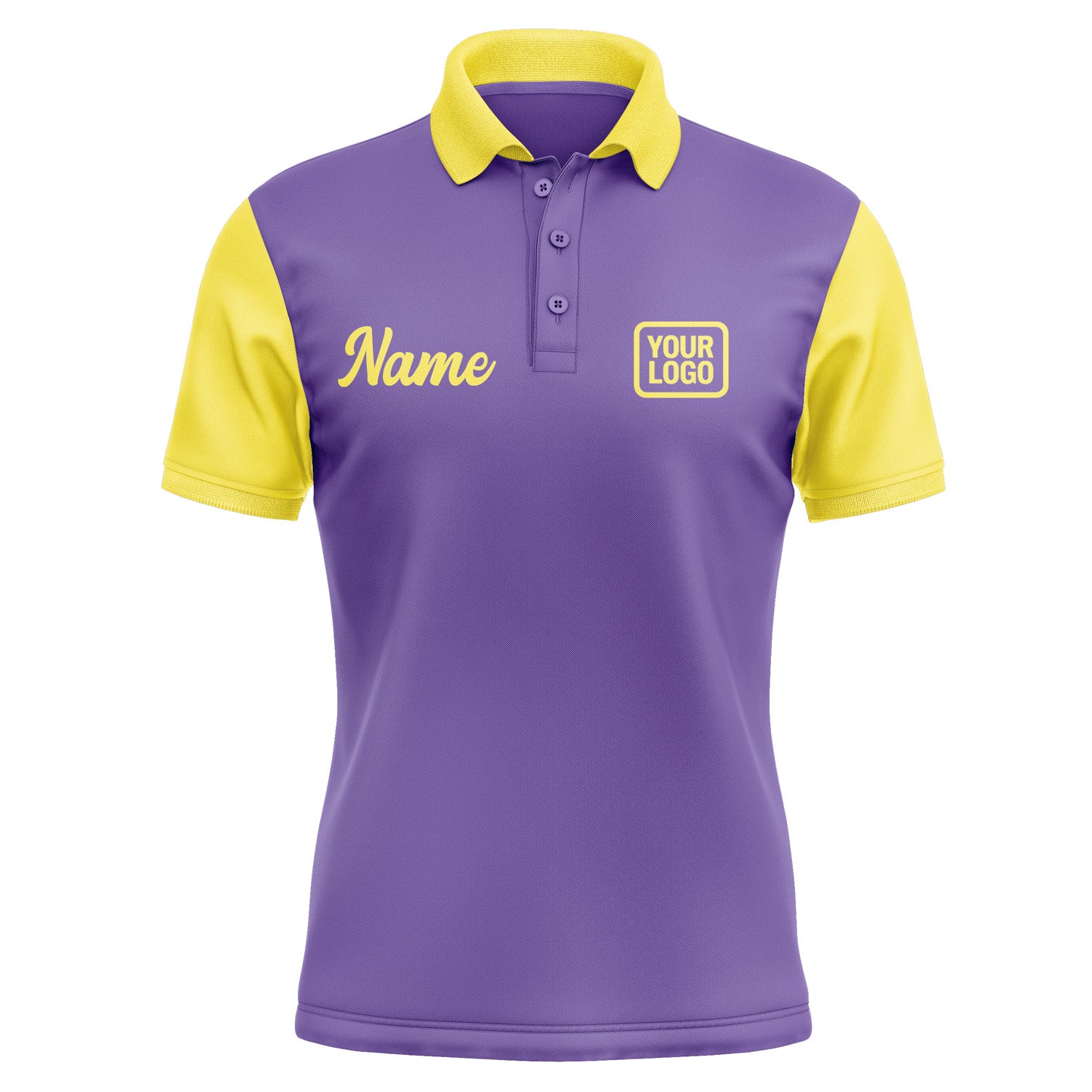 Custom Light Purple Light Yellow Short-Sleeve Polo Shirt PO232626B126