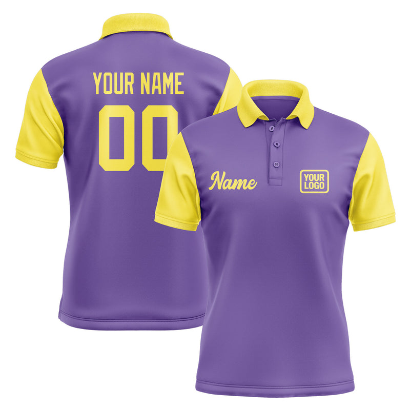 Custom Light Purple Light Yellow Short-Sleeve Polo Shirt PO232626B126