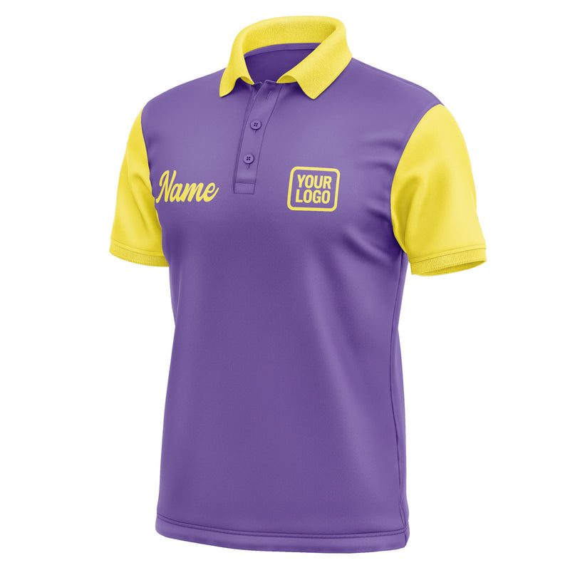 Custom Light Purple Light Yellow Short-Sleeve Polo Shirt PO232626B126