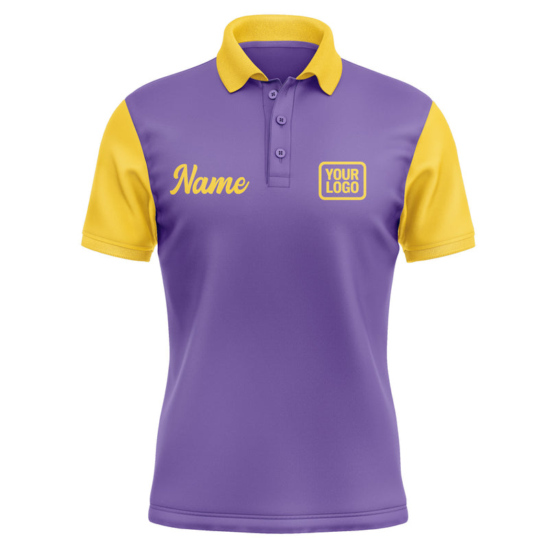 Custom Light Purple Gold Short-Sleeve Polo Shirt PO233030B130