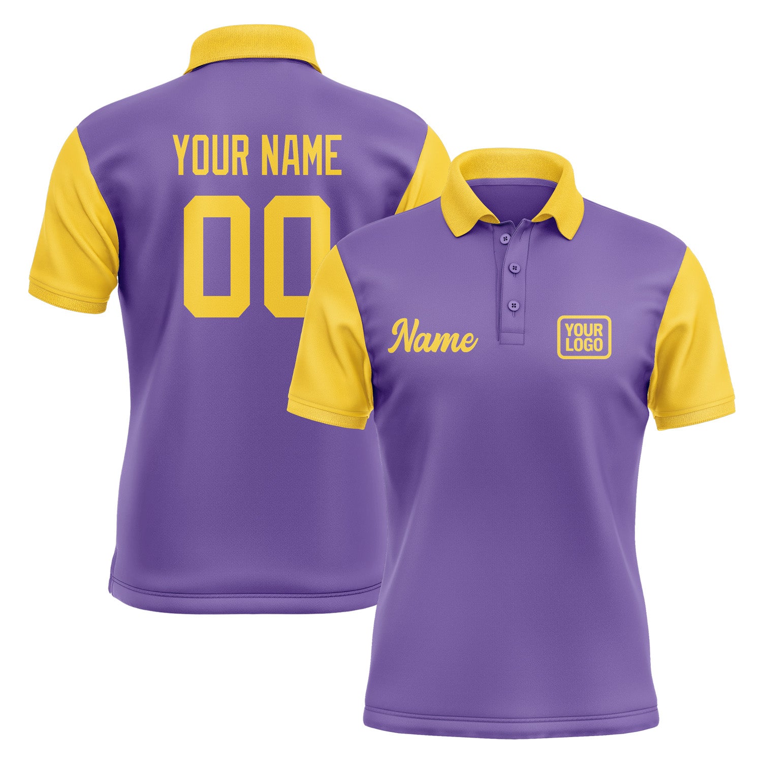 Custom Light Purple Gold Short-Sleeve Polo Shirt PO233030B130