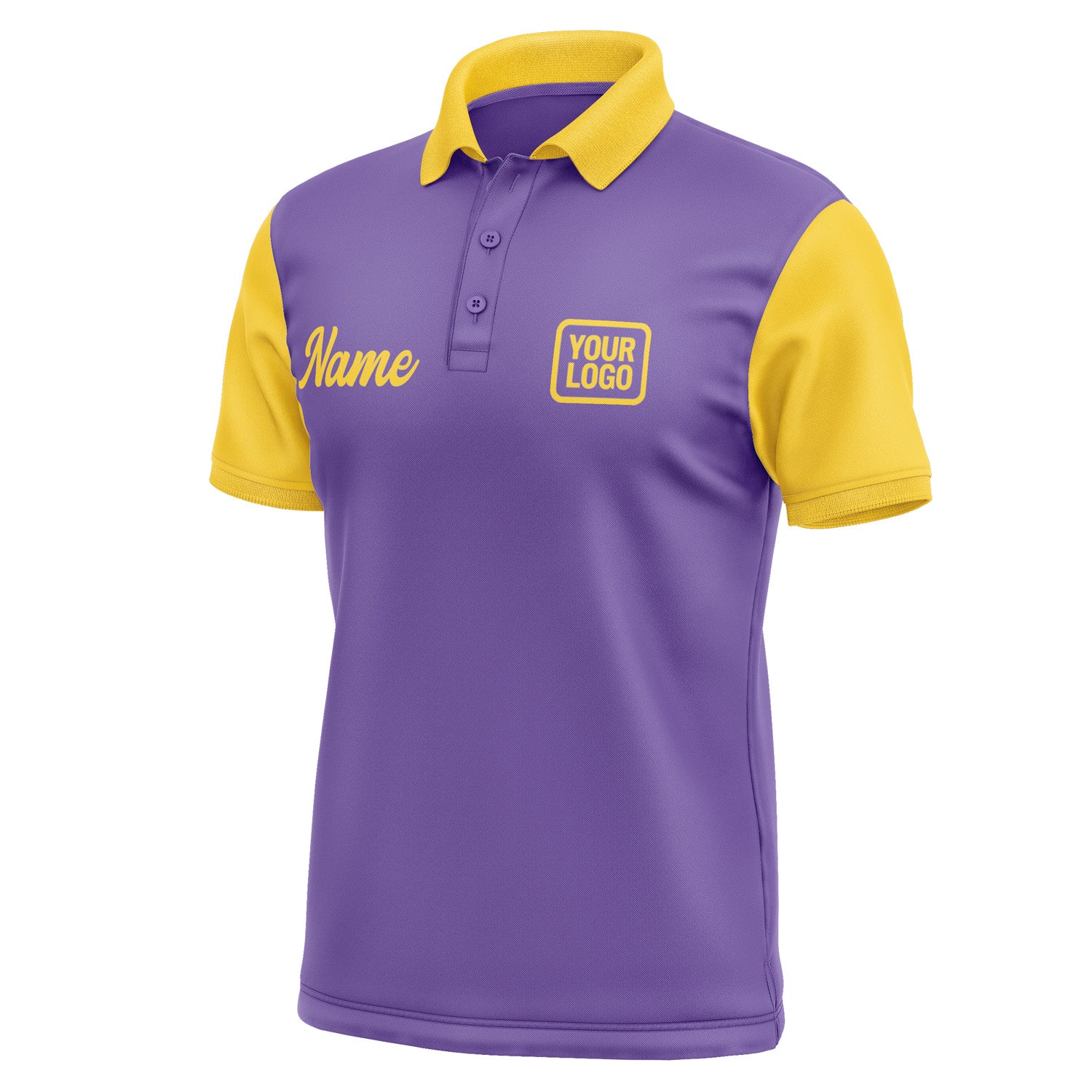 Custom Light Purple Gold Short-Sleeve Polo Shirt PO233030B130
