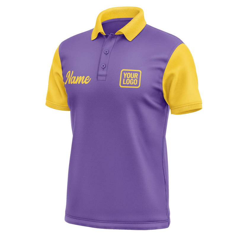 Custom Light Purple Gold Short-Sleeve Polo Shirt PO233030B130
