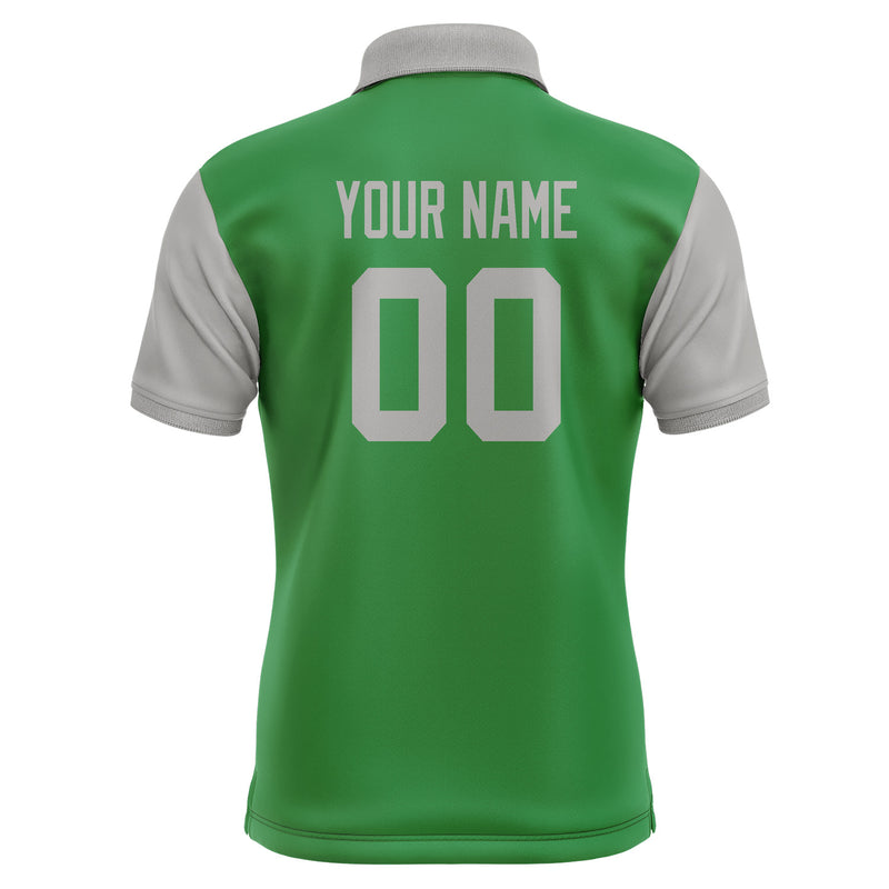 Custom Emerald Green Gray Short-Sleeve Polo Shirt PO240404B104