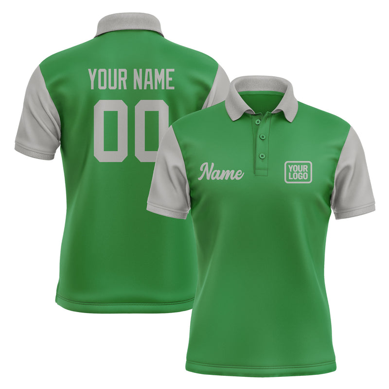 Custom Emerald Green Gray Short-Sleeve Polo Shirt PO240404B104