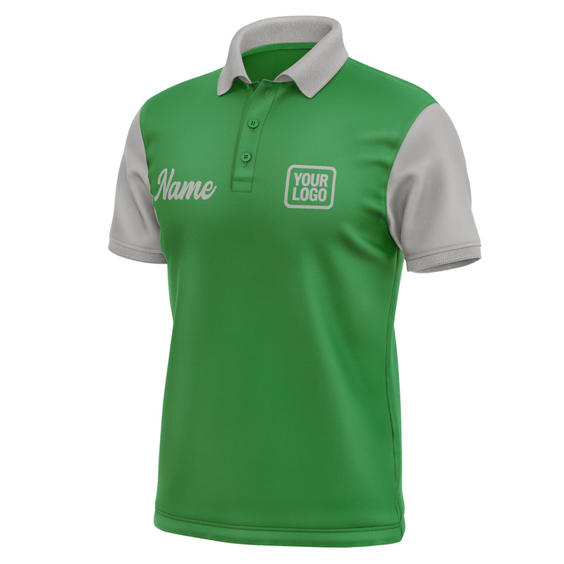 Custom Emerald Green Gray Short-Sleeve Polo Shirt PO240404B104