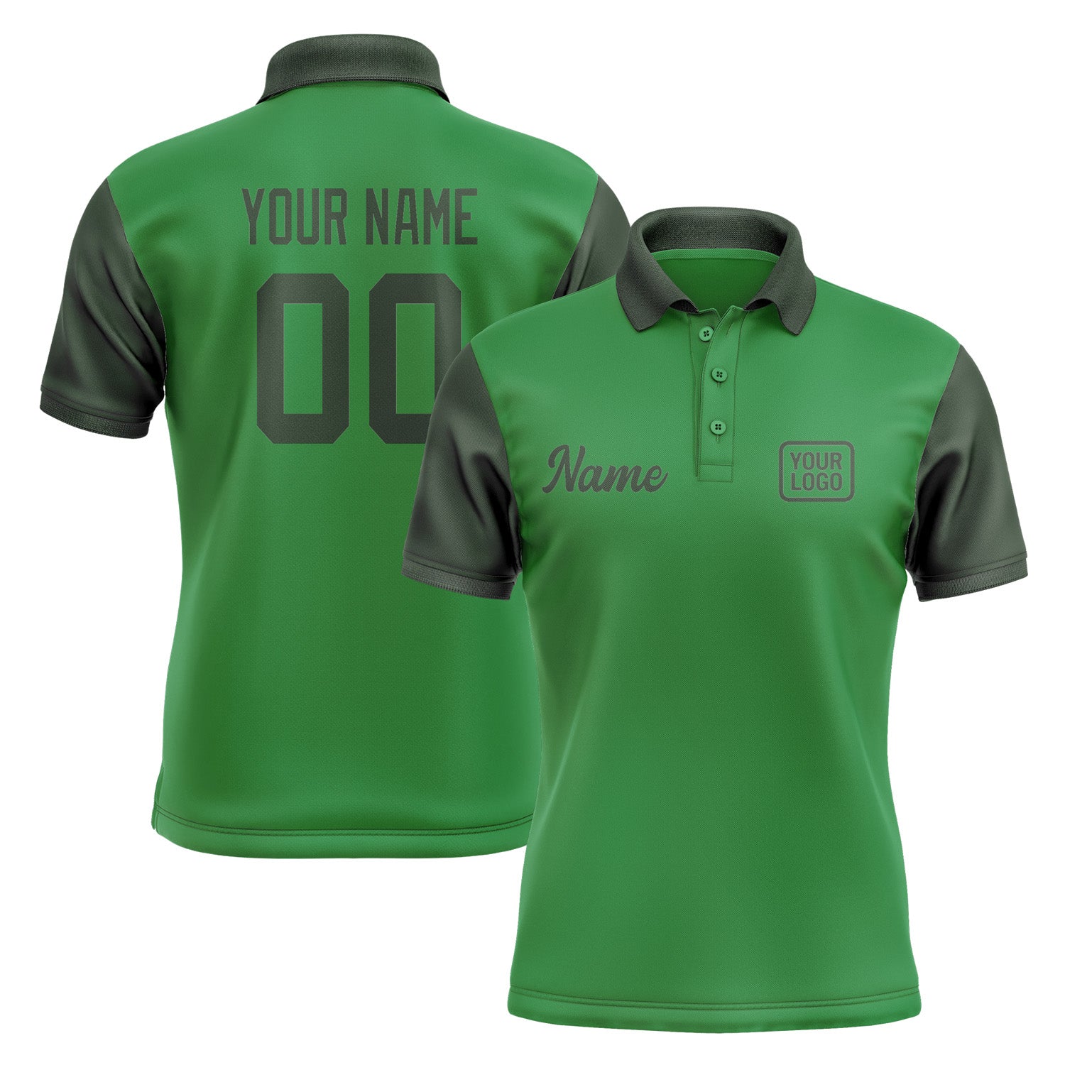 Custom Emerald Green Dark Green Short-Sleeve Polo Shirt PO240606B106