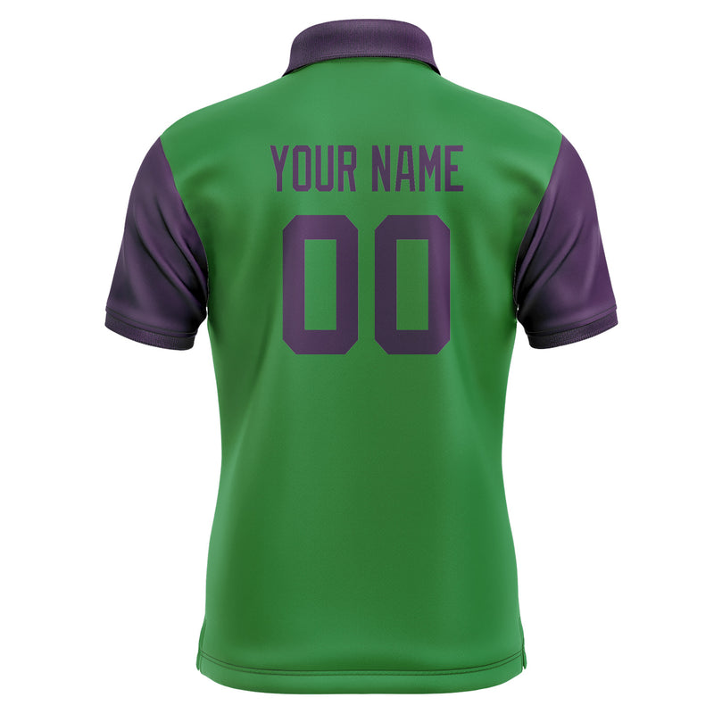 Custom Emerald Green Purple Short-Sleeve Polo Shirt PO240707B107