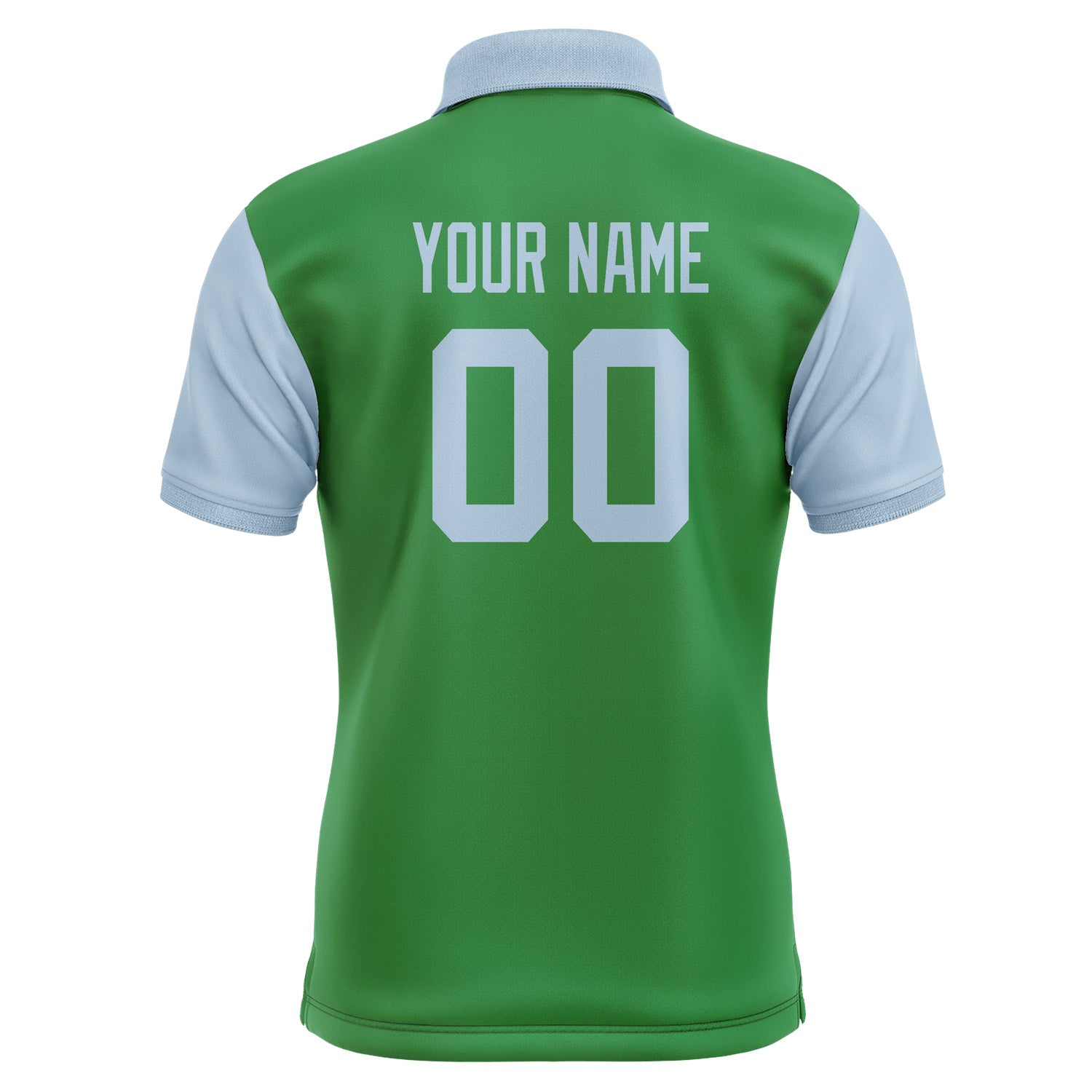 Custom Emerald Green Light Blue Short-Sleeve Polo Shirt PO240808B108