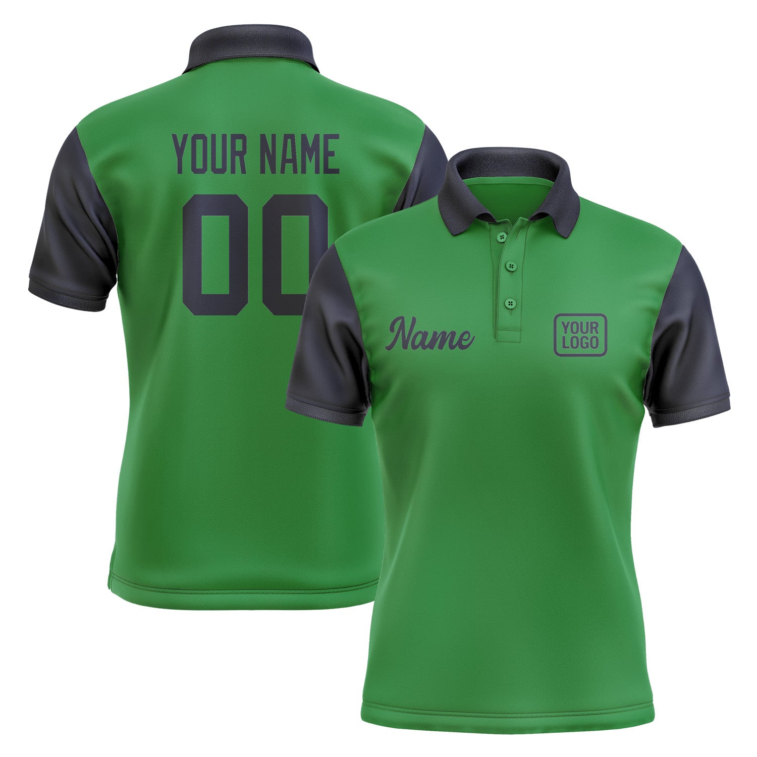 Custom Emerald Green Navy Short-Sleeve Polo Shirt PO241111B111