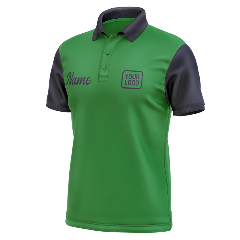 Custom Emerald Green Navy Short-Sleeve Polo Shirt PO241111B111