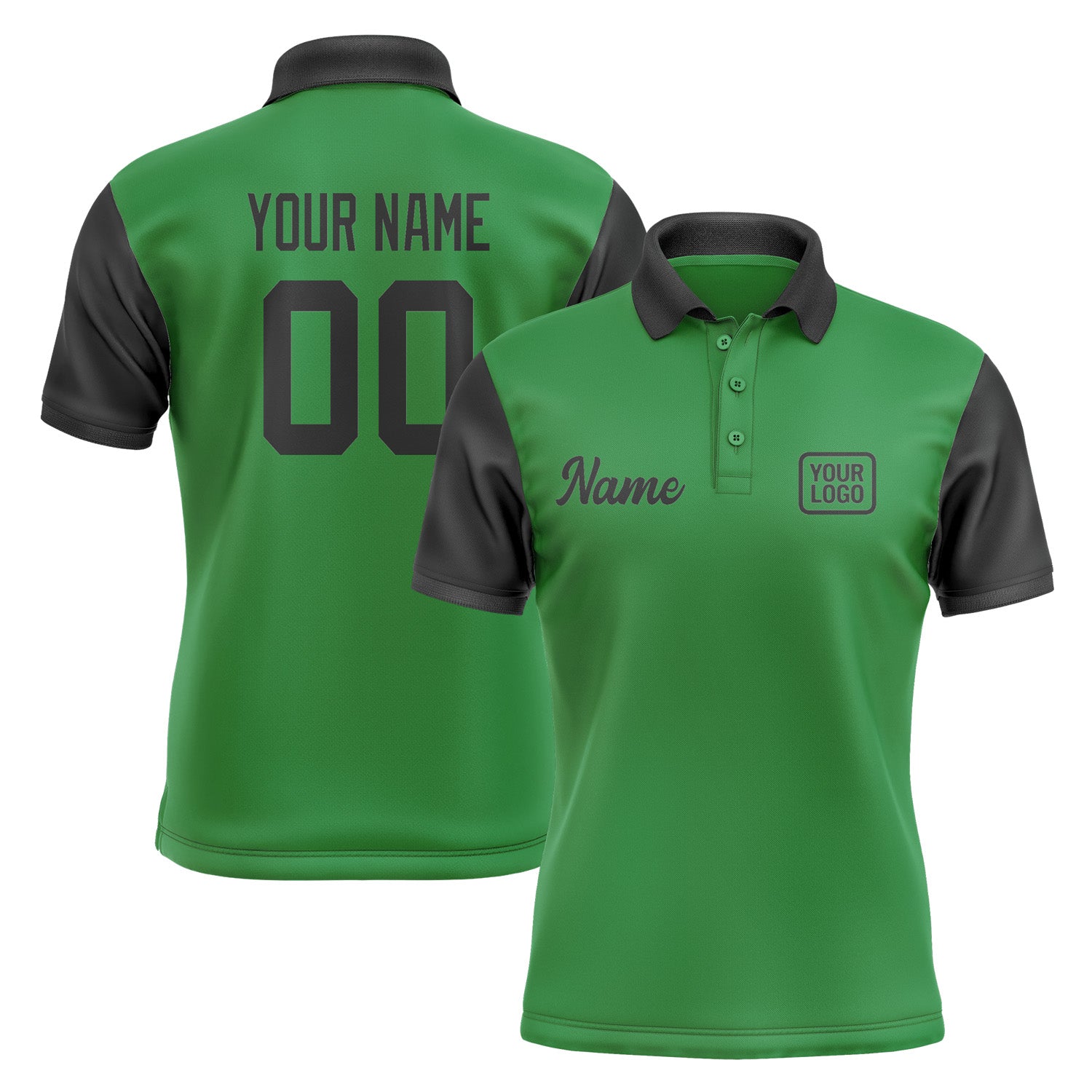 Custom Emerald Green Black Short-Sleeve Polo Shirt PO241717B117