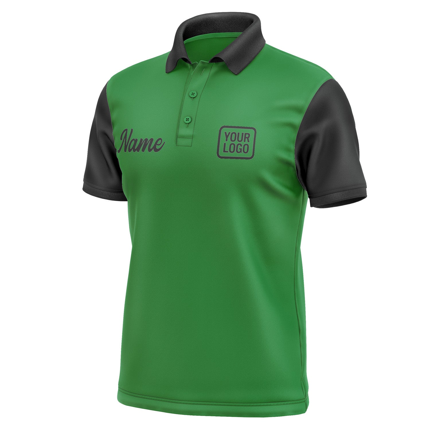 Custom Emerald Green Black Short-Sleeve Polo Shirt PO241717B117