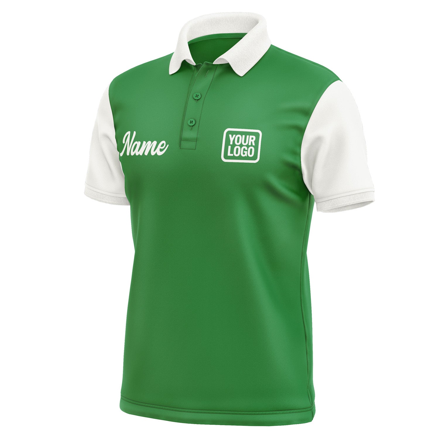 Custom Emerald Green White Short-Sleeve Polo Shirt PO241818B118