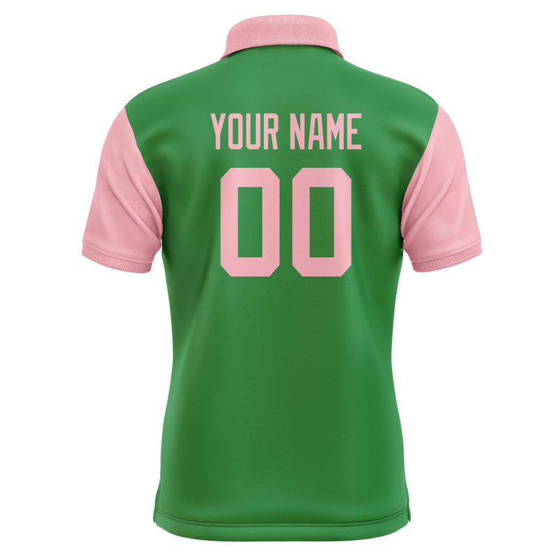 Custom Emerald Green Light Pink Short-Sleeve Polo Shirt PO242121B121