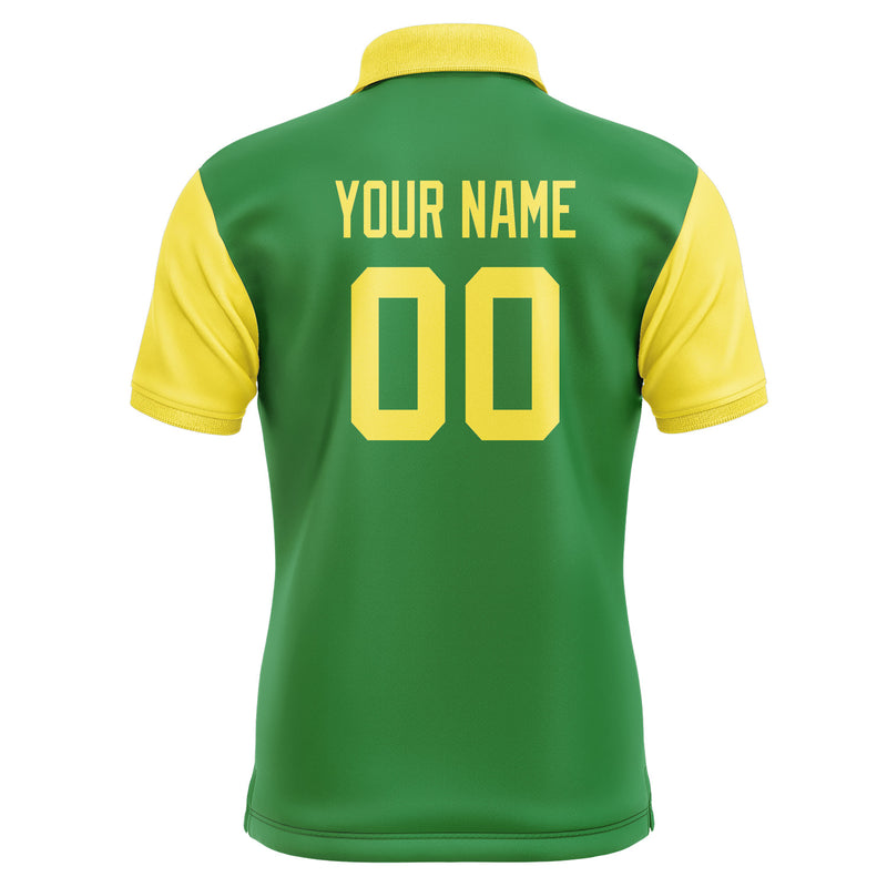Custom Emerald Green Light Yellow Short-Sleeve Polo Shirt PO242626B126