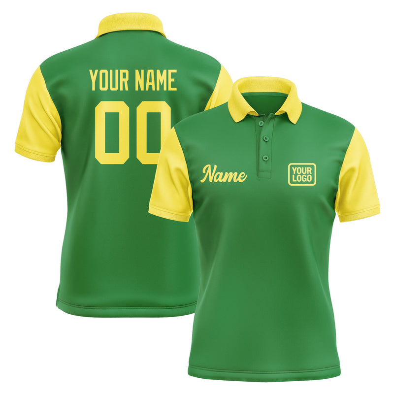 Custom Emerald Green Light Yellow Short-Sleeve Polo Shirt PO242626B126