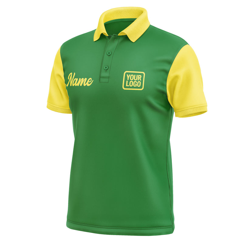 Custom Emerald Green Light Yellow Short-Sleeve Polo Shirt PO242626B126