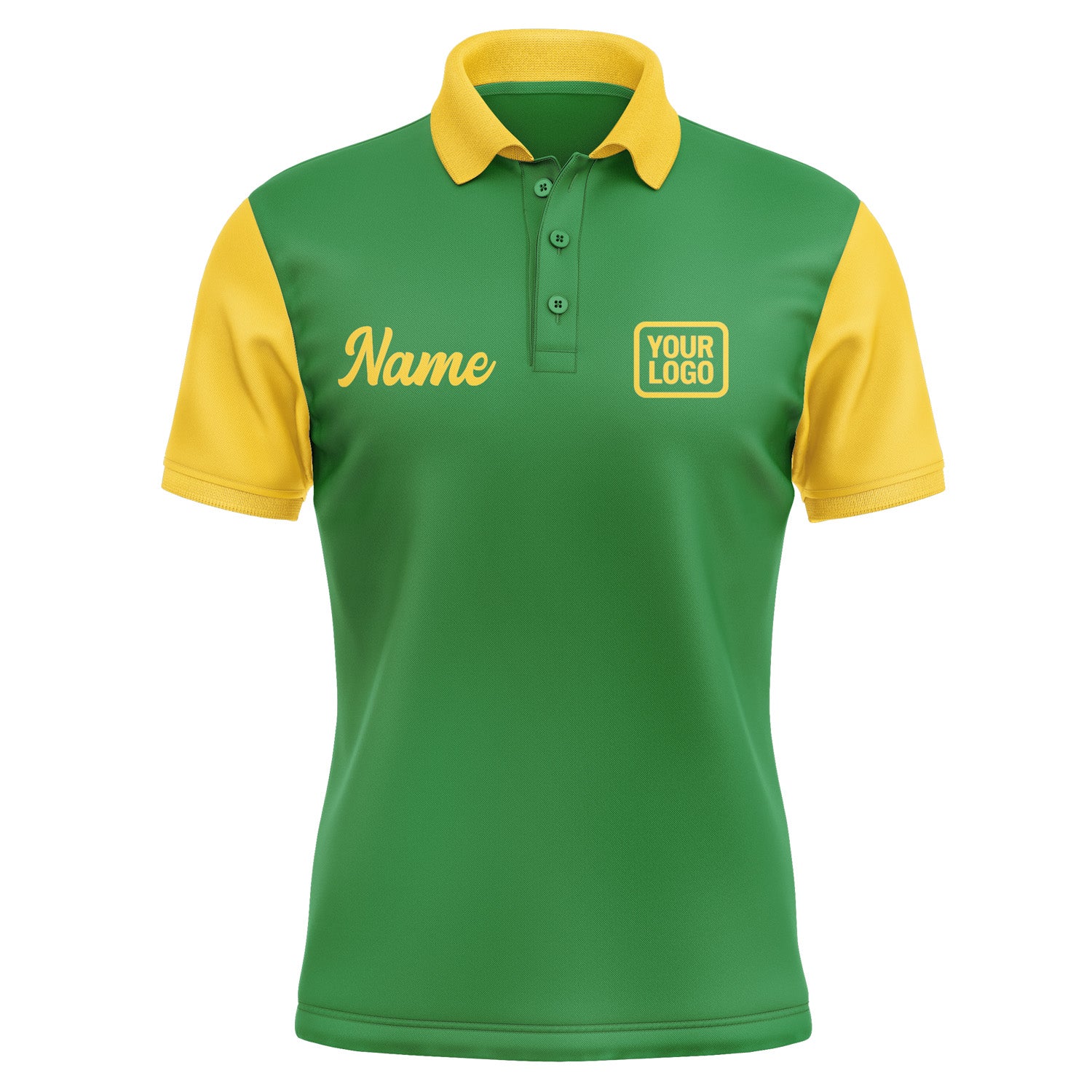 Custom Emerald Green Gold Short-Sleeve Polo Shirt PO243030B130
